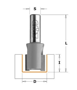 Фреза концевая пазовая D=12,0 I=12,0 S=8,0 L=80,0 CMT 902.1212