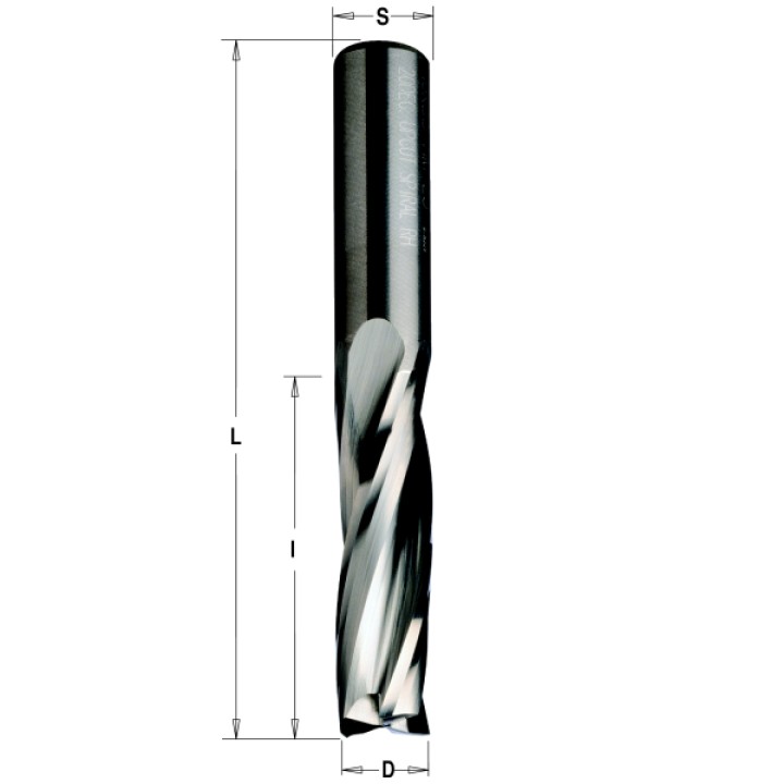 Фреза из твёрдого сплава спиральная верхний рез 12x42x90 Z=3 S=12 RH CMT 193.121.11