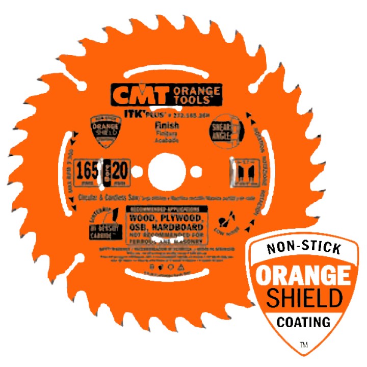 Пильный диск c тонким пропилом 165x30x1,7/1,1 18° 10° ATB + 8° SHEAR Z=24 CMT 271.165.24M