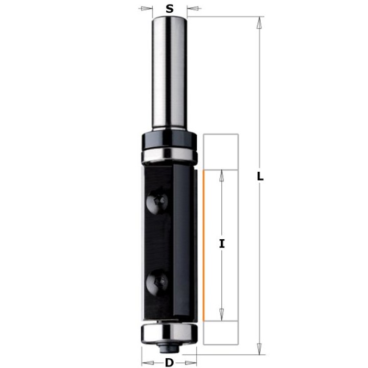Обгонная фреза с верхним и нижним подшипником HM S=12 D=19x50x110 Z2 RH CMT 657.993.11B