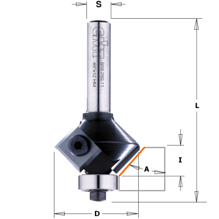 Фреза для снятия фаски со сменными ножами HM Z2 S=8 D=28x10x66 CMT 659.030.11