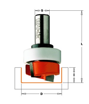 Фреза концевая обгонная с подшипником D=31,7 I=5,7 S=1/2" L=63,0  CMT 801.818.11B