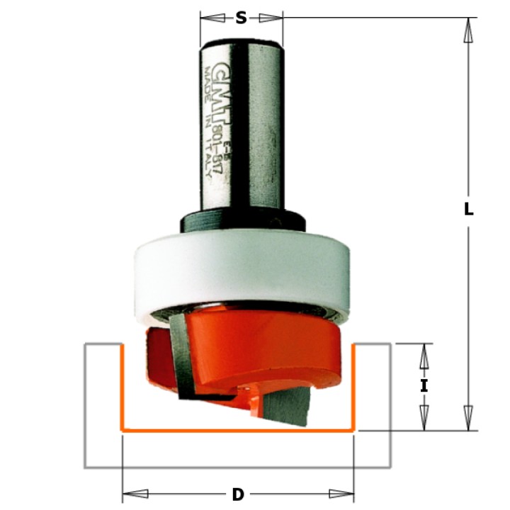 Фреза концевая обгонная с подшипником D=31,7 I=5,7 S=1/2" L=63,0  CMT 801.818.11B