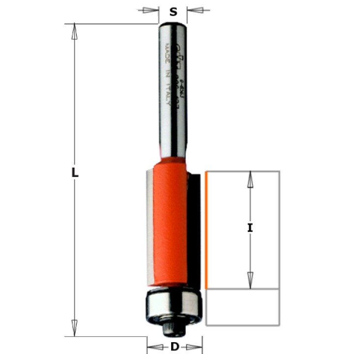 Обгонная фреза с нижним подшипником D=9,5 I=12,7 S=8,0 L=55,5 CMT 906.096.11