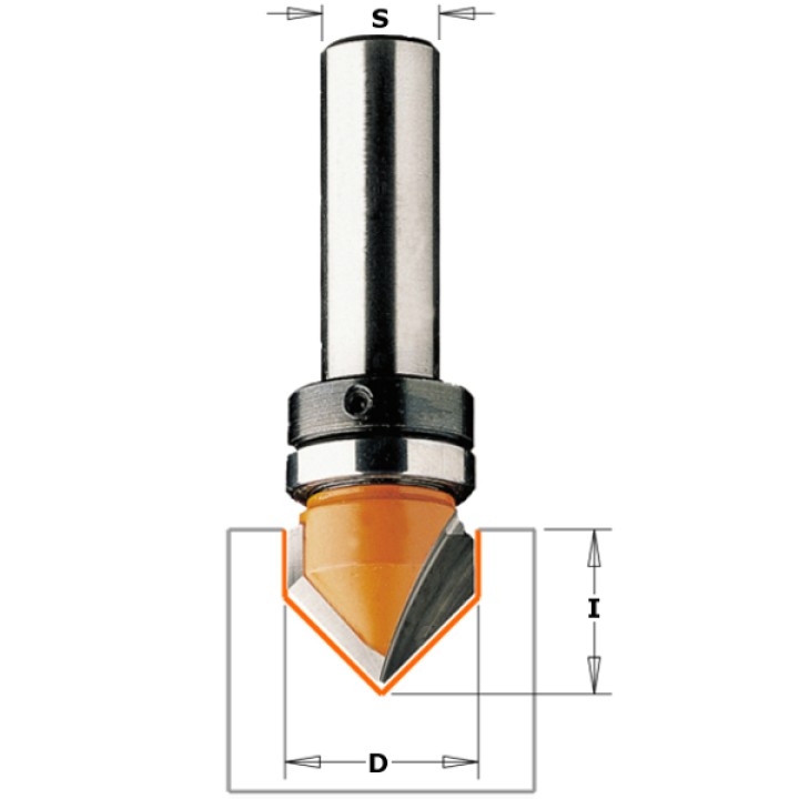 Фреза пазовая V-образная c углом 90° D=16,0 I=12,7 S=8,0 CMT 915.160.11B