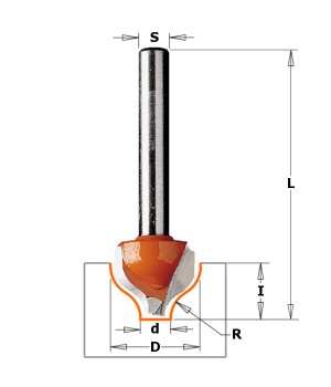 Фреза фигурная для декорирования D=12,7 I=8,0 S=8,0 R=2,00 CMT 965.002.11