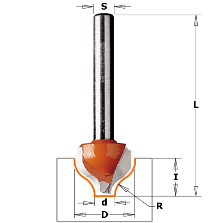 Фреза фигурная для декорирования D=25,4 I=9,5 S=12,0 R=3,20 CMT 965.504.11