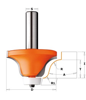 Фреза фасочная для искусственного камня D=54,0 I=25,4 S=12,0 R=12 CMT 980.542.11