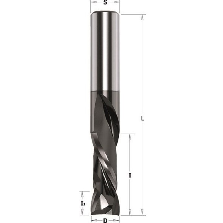 Фреза спиральная монолитная с покрытием DLCP Z2+2 HWM D=10x7- 42x90 DX CMT 190.101.41