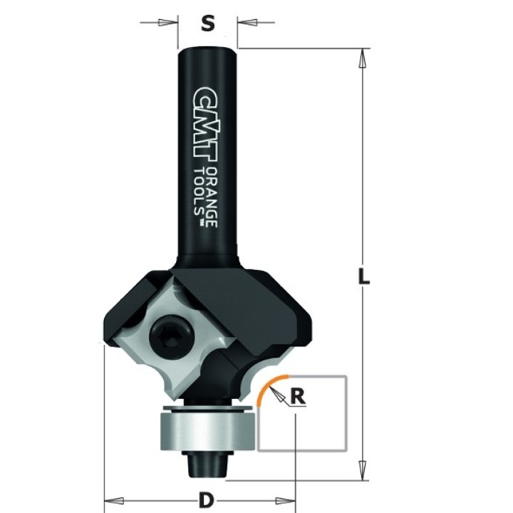 Фреза радиусная  R=2, смен.ножи HM с подшипником  Z2 S=6,35 D=27 RH CMT 661.021.41