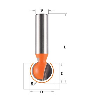 Фреза концевая с радиусным торцом D=12,7 I=11,0 S=1/2" R=6,35 CMT 868.627.11