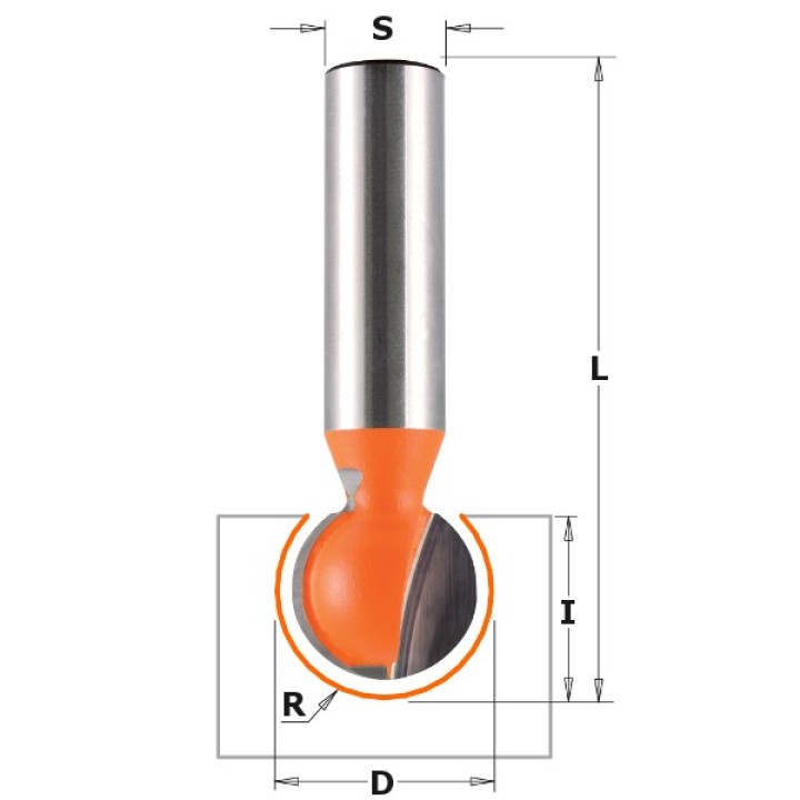 Фреза концевая с радиусным торцом D=12,7 I=11,0 S=1/2" R=6,35 CMT 868.627.11