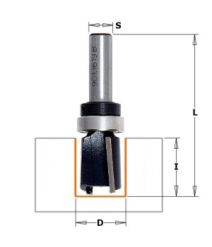 Фреза концевая пазовая D=16,0 I=19,0 S=8,0 L=54,0 CMT 901.1619B