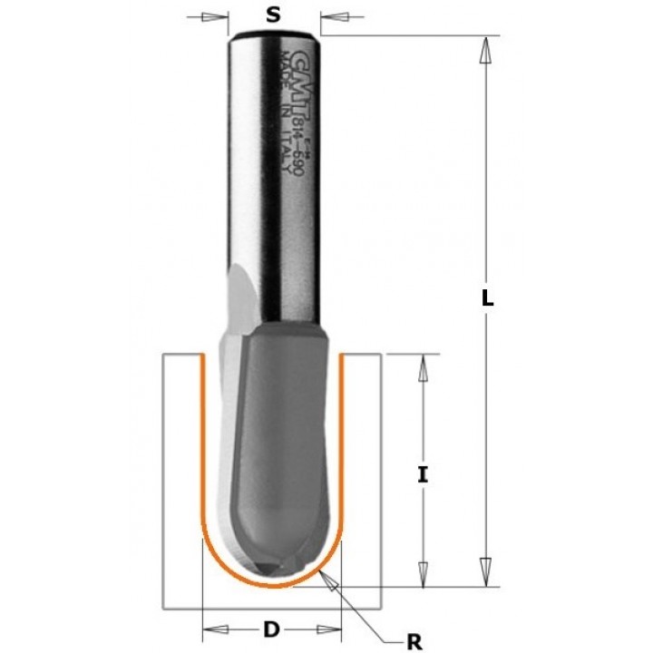 Фреза концевая с радиусным торцом D=3,2 I=10,0 S=8,0 R=1,60 CMT 914.0309