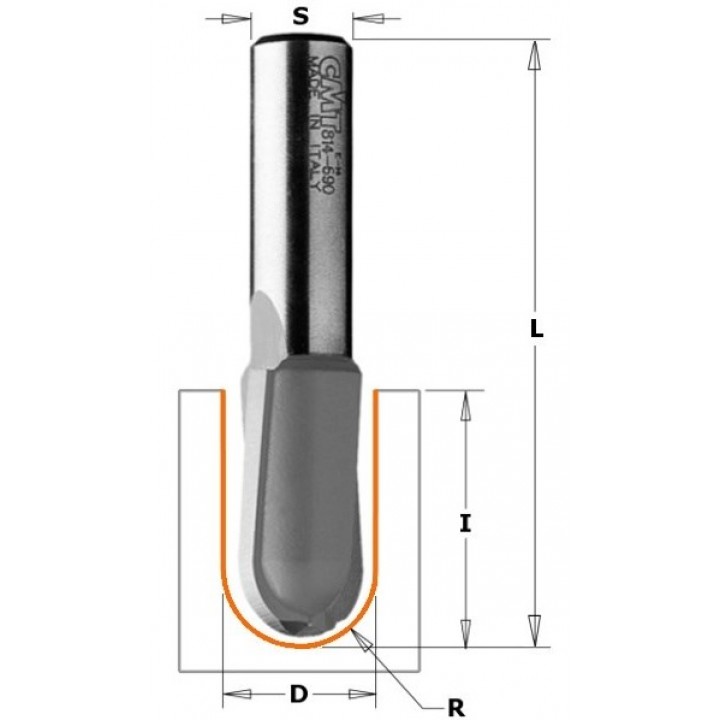 Фреза концевая с радиусным торцом D=16,0 I=9,5 S=8,0 R=7,90 CMT 914.1609