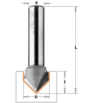 Фреза концевая V-образная D=18,0 I=7,5 S=8,0 L=60,0 CMT 915.1807