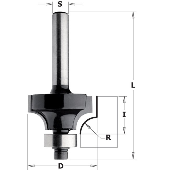 Фреза концевая CMT-contractor внутр.радиус R=16 (нижн. подш.) S=8 D=44,5x22 CMT K938-445