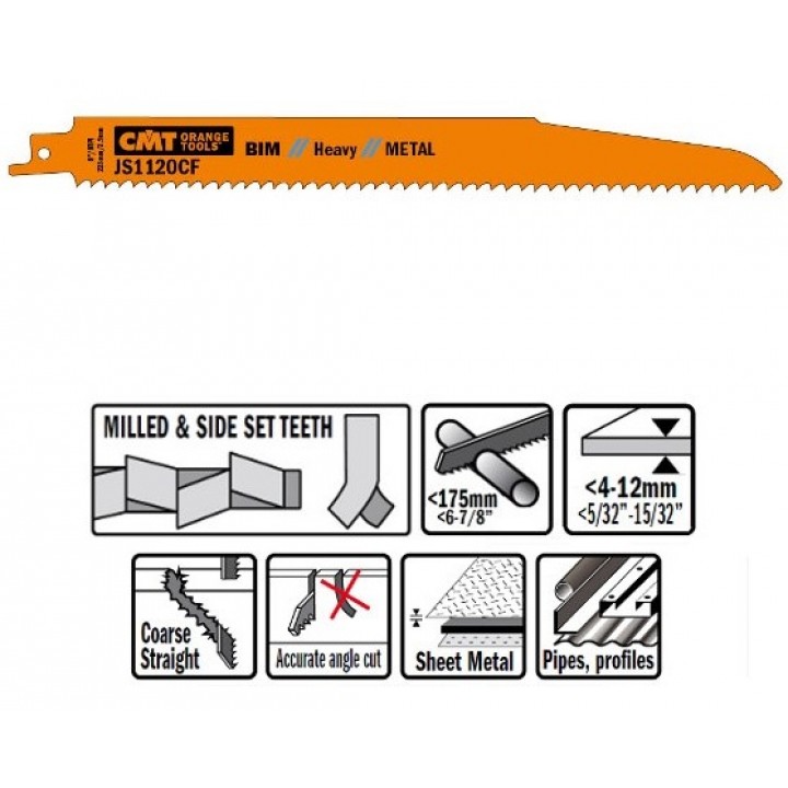 Пилки сабельные BIM 20 штук для металла 9TPI CMT JS1120CF-20