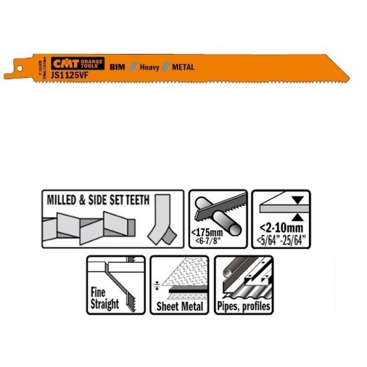 Пилки сабельные 5 штук для металла BIM 10TPI CMT JS1125VF-5