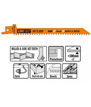 Пилки сабельные 5 штук для дерева и металла BIM 6TPI CMT JS711DF-5