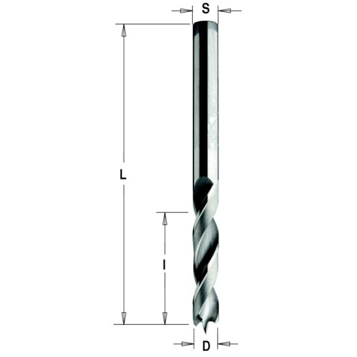 Сверло глухое монолитное 2,5x27x55 Z=2 S=2,5 LH CMT 363.025.22