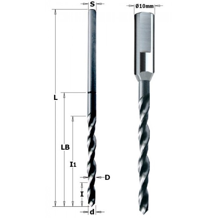 Сверло ANUBA 7,2x75x165 Z=2 S=7,2 RH CMT 515.145.51