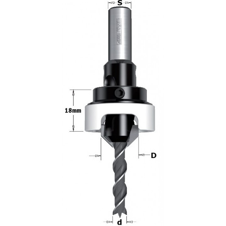 Сверло с зенкером и ограничителем 45°HW Z2  S=10  D=5/16 RH CMT 521.516.11A